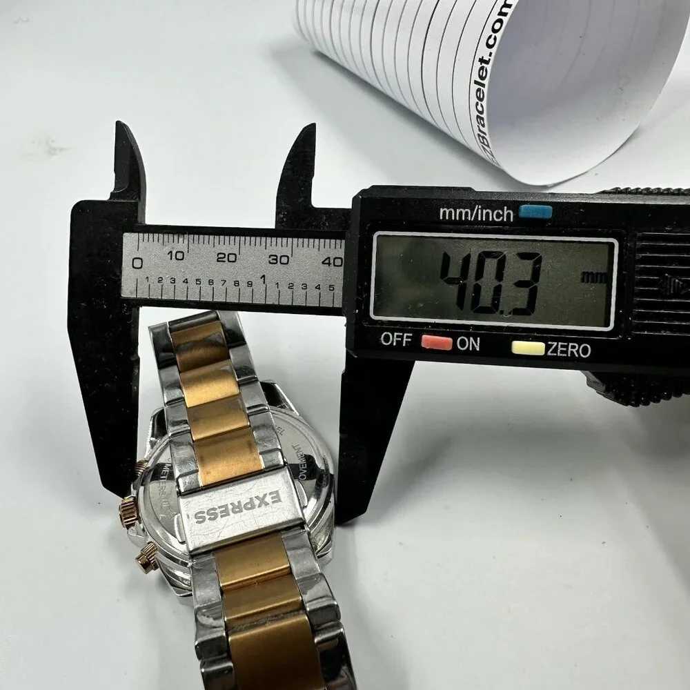 Express Watch Women Rose Gold Silver Tone Crystal Accent Bezel New Battery 6.75